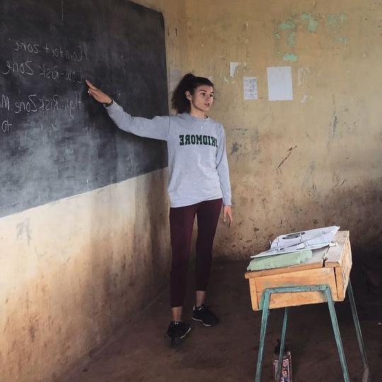Marley Amico teaches in a classroom in Kenya
